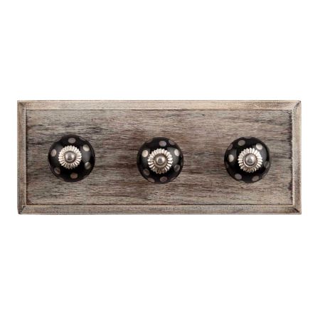 Silver Dot Ceramic Wooden Hooks